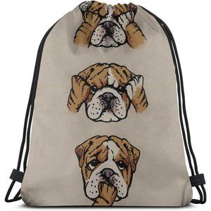 Unisex English Bulldog Travel Drawstring Backpack Bag